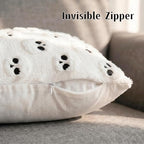 Halloween Throw Pillow Covers 18 in x 18 in, White Jacquard Plush Faux Fur Pillow Cases Embroidered Skull Couch Covers Set of 2 - color: White Skull