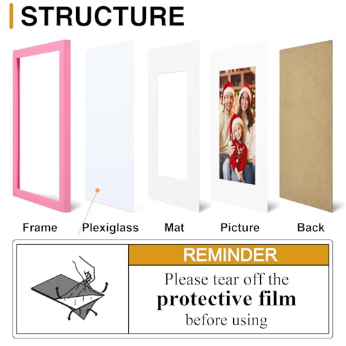 decorUhome 4x6 Picture Frame Set of 10, Display Photos 3.5x5 with Mat or 4x6 Unmatted for Picture Frames Collage Wall Decor, Pink - color: Pink, size: 4x6
