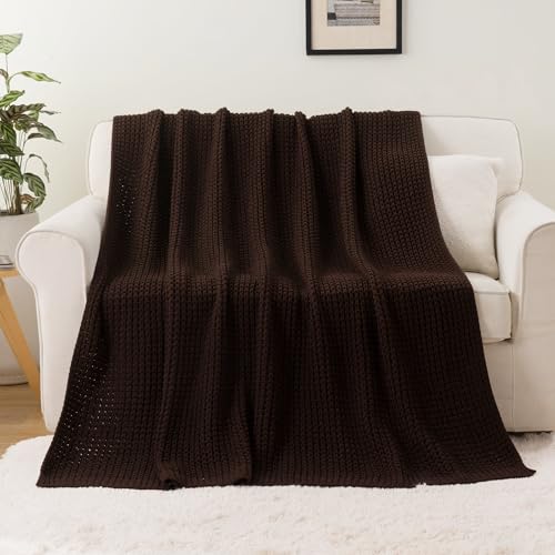 Bunnikins & Clover Dark Brown Throw Blanket for Couch, 50"x60" Soft Chenille Knit Throw Blanket for Home Decor, Decorative Chocolate Brown Blanket for Bed, Living Room - color: Brown, size: 50"x60"