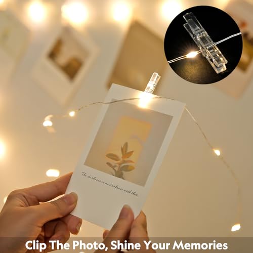 JMEXSUSS Photo Clips String Light, 33Ft 100LED Fairy Lights Plug in with 50 Clips ＆ Remote for Pictures, 8 Modes Twinkle Lights for Bedroom Dorm Wall Birthday Christmas Wedding Party Decor