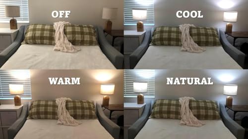 Table Lamps Set of 2 - 19" Wood Farmhouse Bedside Lamp with Adjustable Color Temperatures - Modern Rustic Linen Lampshade Nightstand Lamps for Bedroom Living Room Office, Bulbs Included, Natural - color: Natural