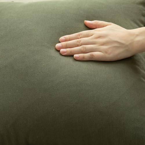 MANDIOO Set of 2 Neutral Cotton Fringe Throw Pillow Covers Decorative Boho Farmhouse Cushion Covers Cozy Tassels Pillowcase for Couch Sofa Bedroom Living Room Home Decor 16x24 Inch Olive Green - color: Olive Green, size: 24" x 16" (Pack of 2)