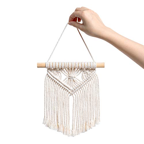 Mkono Boho Wall Decor Mini Macrame Wall Hanging Art 3 Pack Cute Christmas Tree Decoration for Living Room Bedroom Bathroom Teen Girls Room Dorm Home Office Gift Idea, 8''W x 9''H, Small