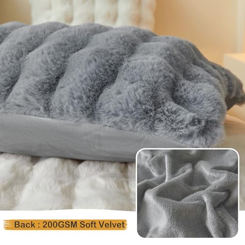 LIFEREVO Fluffy Faux Rabbit Fur Body Pillow Cover, Soft Cute Bubble Shaggy Plush Bed Body Pillowcase with Zipper Closure, Long 20"x54" Fuzzy Furry Pillow Case for Pregnancy Side Sleeper, Light Grey - color: Light Grey