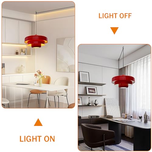 Hanging Lamp Plug in Red Pendant Light Fixtures Mid Century Modern Pendant Lamp Nordic Style Pendant Lighting Metal Shade for Living Room Dining Room Bedroom Kitchen Island - color: Standard-Red (13.5in)
