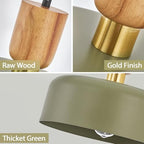 Contemporary Pendant Lighting,12 inch Pendant Lamp,Wood and Brass Accent,Adjustable Metal Hanging Light Fixture for Kitchen, Dining Room, Green - color: Deep Green