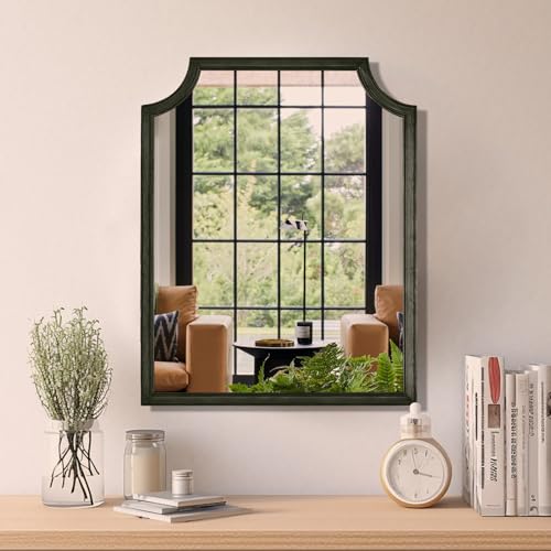 WallBeyond Scalloped Wood Mirror for Wall Decor 16x20 Inch Black Small Bathroom Vanity Rectangle Mirror for Hallway Bedroom Living Room(Black) - color: Black G, size: 20"L x 16"W