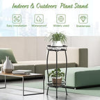 H HOMEXIN Plant Stand Indoor Outdoor, 2 Tier Metal Tall Planter Stand 26.5" Flower Stand Holder Heavy Duty Rustproof Plant Shelf Rack for Corner Garden Patio Lawn Balcony office