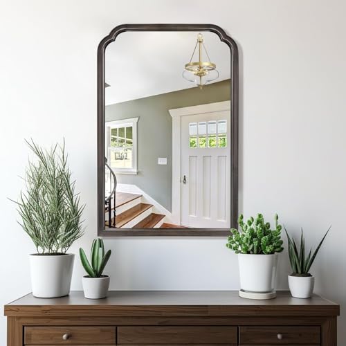 WallBeyond Wood Bathroom Mirrors for Wall Mounted, 20" x 30" Rustic Wood Frame Wall Mirrors Decorative for Living Room or Bedroom Vanity Mirror (Black) - color: Black B, size: 30"L x 20"W