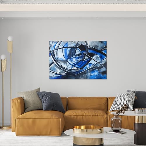 Abstract Wall Art Decor Modern Wall Art Pictures for Living Room Canvas Art Wall Decor Abstract Blue Wall Art Prints Artwork for Walls Black and White Wall Art Decorations Home Office Decor 24" X 36" - color: JYQ-01S, size: 36"L x 24"W