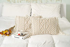 Macrame Lumbar Pillow Cover-Set of 2 with Tassels Rectangualr Cushion Covers Boho Throw Pillow Cover for Couch, Sofa, Bed, Farmhouse, Chair, Dining, Patio, Outdoor, car (B) - color: B