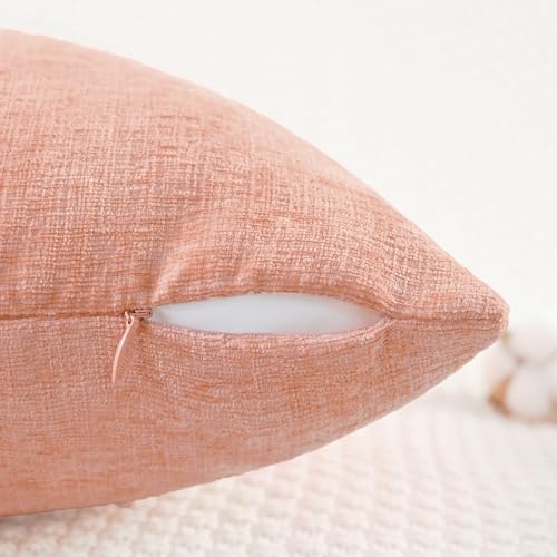 CaliTime Throw Pillow Covers Decorative 16 X 16 Inches Pack of 2 Cozy Chenille Cushion Cases for Couch Sofa Bed Living Room Home Dusty Pink - color: Dusty Pink, size: 16" x 16" (Pack of 2)