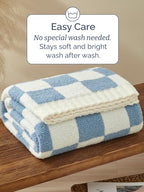 Super Soft Throw Blanket - Checkered Blanket for Couch, Bed, Sofa, Chair - Lightweight Warm Double Sided Knit - All Season Cozy, Fuzzy, Anti-Static Microplush Blanket for Women - 50x60 (Blue/Cream) - color: 05 - Checkered Dusty Blue/Cream