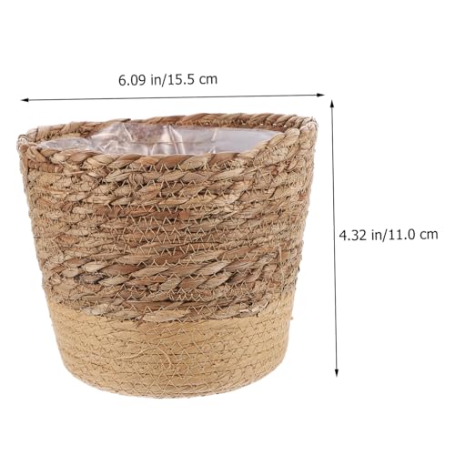 Hand Woven Flower Basket Multi Purpose Decorative Woven Planter for Home Decor with Base for Succulents and Housewarming