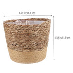 Hand Woven Flower Basket Multi Purpose Decorative Woven Planter for Home Decor with Base for Succulents and Housewarming