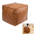 Faux Leather Unstuffed Pouf Ottoman, Square Pouffe Footstool Storage Stool, Pouf Sleeve Without Stuffing, Foot rest Suitable for living Room,Bedroom or Balcony（Size：17"D x 17"W x 15"H)No Filler