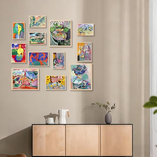 KBKBART Matisse Wall Art Prints Set of 12, Matisse Eclectic Wall Decor, Colorful Abstract Painting Wall Decor Aesthetic, Minimalist Vintage Gallery Canvas Paintings, Eclectic Home Decor, Unframed - color: Matisse Prints
