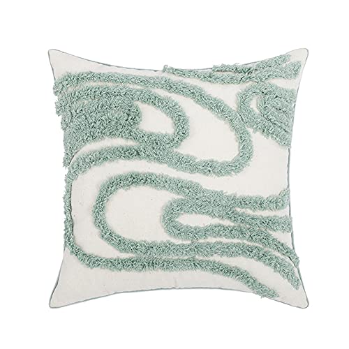 vctops Boho Decorative Throw Pillow Cover Cotton Tufted Woven Cushion Cover for Couch Sofa Bed (Green A,18"x18") - color: Green a, size: 18" x 18" (Pack of 1)
