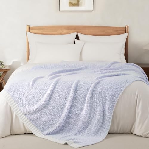 Whale Flotilla Knit Blanket Twin Size, Ultra Soft Warm Reversible Cozy Decorative Blankets for Couch Sofa and Bed, 60x80 Inch, Lavender - color: Lavender, size: 60x80 Inch