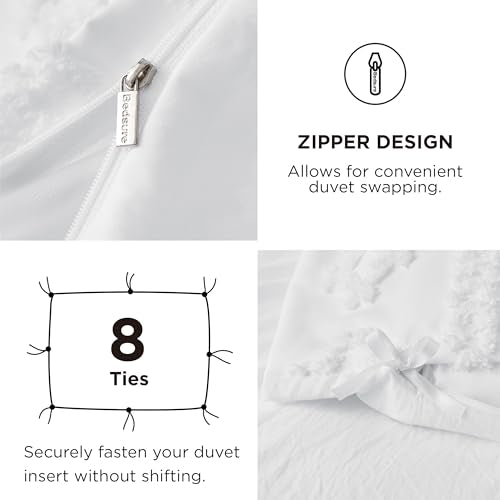 Bedsure Boho Duvet Cover Queen Size, Soft & Comfortable Elegant Design Boho Bedding for Decoration, Machine Washable Comforter Cover for All Seasons,Includes 1 Duvet Cover & 2 Pillow Shams,White - color: 04 - White - Elegant (No Comforter), size: Queen (9