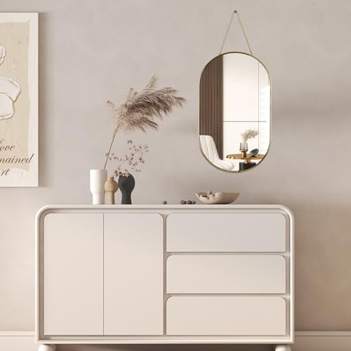 YCHMIR Oval Wall Mirror, Gold, Oval Shape, for Bathrooms and More (16x9.2 inch) - color: Gold