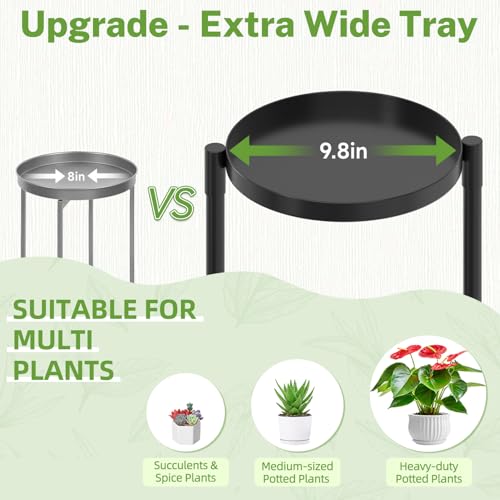 iDavosic.ly 3 Tier Large Plant Stand Indoor with 10 Inch Wide Tray, Tiered Corner Metal Outdoor Flower Display Holder Shelf, Folding Tall Rack for Patio Porch Living Room, Modern Black - color: Black, size: 3 Tiers