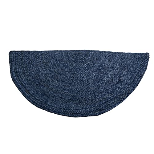Super Area Rugs Farmhouse Jute Braided Rug - Reversible Natural Fiber- Eco Friendly Rug for Living Room - Kitchen - Dining Room Hand Woven, Navy, Half Circle 16" x 33" - color: Navy Blue, size: 1'4" x 2'9" (Semicircular)