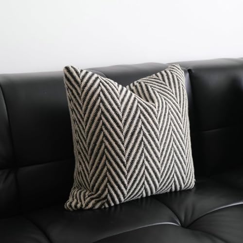 vctops Boho Throw Pillow Cover Black and White Knitted Woven Pillow Cushion Cover Arrow Knit Decoration Square Pillowcase for Sofa Couch Bedroom Living Room - 18"x18" - color: Black, size: 18" x 18" (Pack of 1)