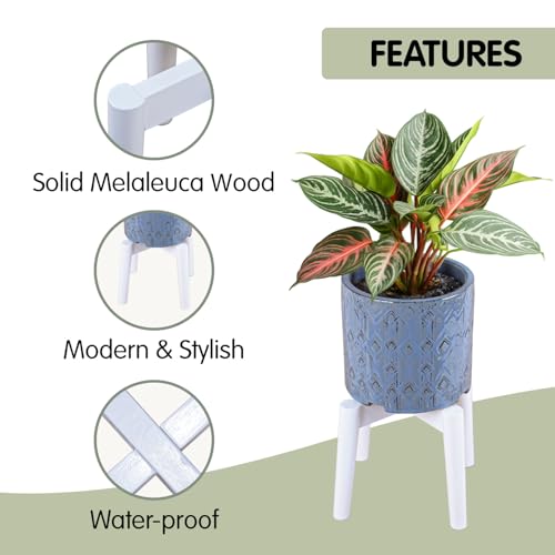 Wood 7.5" x 9.8" Plant Stand Indoor Outdoor, Wooden Single Floor Plant Pot Holder, Natural Plant Stand, Assembly Required (Excluding Potted Plants) - color: White, size: 7.5" H x 9.8" W