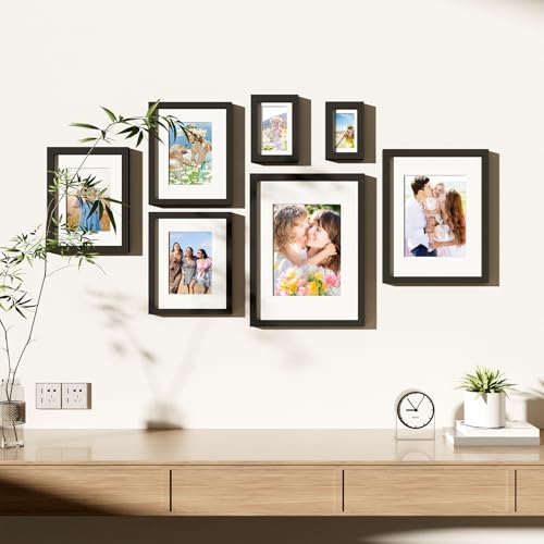 decorUhome 4x6 Picture Frame Set of 10, Display Photos 3.5x5 with Mat or 4x6 Unmatted for Picture Frames Collage Wall Decor, Black - color: Black, size: 4x6