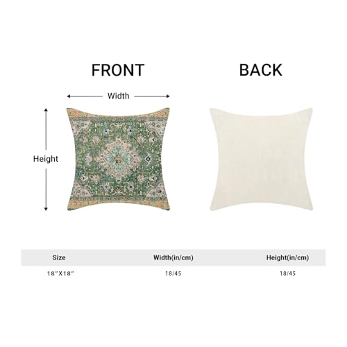 Boho Pillow Covers 18x18 Set of 2 Vintage Green Floral Carpet Throw Pillow Covers Decoration Outdoor Bohemian Rug Pattern Decorative Pillowcase Farmhouse Linen Cushion Cover for Home Couch - color: Boho-green-3, size: 18" x 18" (Pack of 2)