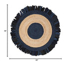 SAFAVIEH Cape Cod Collection 4' Round Navy / Natural CAP701N Handmade Boho Fringe Jute & Cotton Area Rug - color: Navy/Natural, size: 4' (Round)