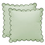 BEBE BASK Green Scalloped Pillow Cover - Set of 2-18 x 18 Inch - Scallop Pillow Cover - Scalloped Pillows - Scallop Pillows - 100% Cotton - Grandmillennial Style (Moss Green) - color: Moss Green/Green