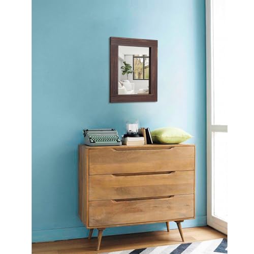 Mirrors for Wall Rustic Wooden Frame Rectangle Mirror Vintage Hanging Mirror for Bedroom Bathroom Living Room Farmhouse Wall Decor Brown Small 16" x 12 " - color: Tanned, size: 16"L x 12"W