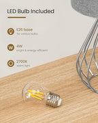 Small Table Lamp, Bedside Lamp with Gray Linen Lampshade & Silver Metal Base, Modern Nightstand Lamp, Little Cute Desk Lamp for Bedroom, Living Room, 2700K LED Bulb Included, SH06TL05 - color: Gray + Silver