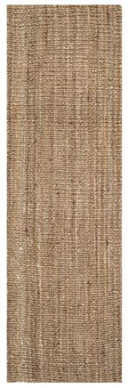 SAFAVIEH Natural Fiber Collection Runner Rug - 2'6" x 10', Natural & Grey, Handmade Jute, Farmhouse Style, Chunky Textured Thick Pile (NF447M) - color: Natural/Grey, size: 2'6" x 10' (Runner)