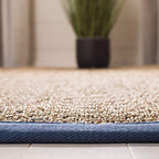SAFAVIEH Area Rug 6' Round - Natural Fiber Collection - Natural & Navy, Seagrass, Basketweave Pattern with Border (NF114T) - color: Natural/Light Navy, size: 6' (Round)