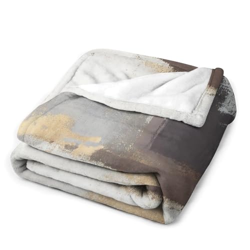 Fashion Gradient Blanket, Modern Abstract Baroque Grey Glod Painting Strokes Pattern Soft Warm Cozy Plush Flannel Covers for Livingroom Bedroom Couch Chair Camping Travel Home Decor Tapestry 30x40in - color: Abstract-13, size: 30W" x 40L"