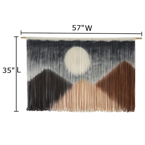Macrame Wall Hanging Large Macrame Wall Decor Yarn Tapestry Fiber Art Hand Dip-Dye Craftsmanship Cute Boho Home Decor 57" W x 35" L - color: Multi