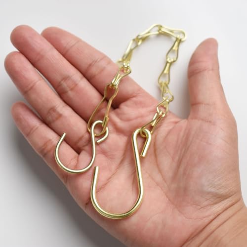 Chain for Hanging Plants,11 Inch Gold Hanging Chain, Small Hanging Basket Chain Kits with Hooks for Bird Feeder Hanging Basket Extender Porch Wind Chime (Gold, 11 Inch-12PCS) - color: Gold, size: 11 Inch-12PCS