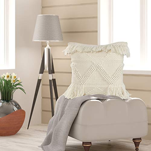 LR Home 20" x 20" Inches Tribal Cotton Blend Throw Pillow Covers For Home Decor | Shabby Chic Boho Cushion Covers For Throw Pillows | Perfect For Living Room Couch & Bedroom Decorations | Natural - color: Natural, size: 20" x 20" (Pack of 1)