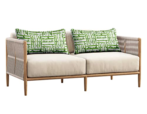 Indoor/Outdoor Polyester Fabric Lumbar Pillow Cover, All-Weather Waterproof Rectangular Cushion Case for Patio Furniture, 12 x 18 Set of 2 - Abstracts-18 - color: Pear Green, size: 18" x 12" (Pack of 2)