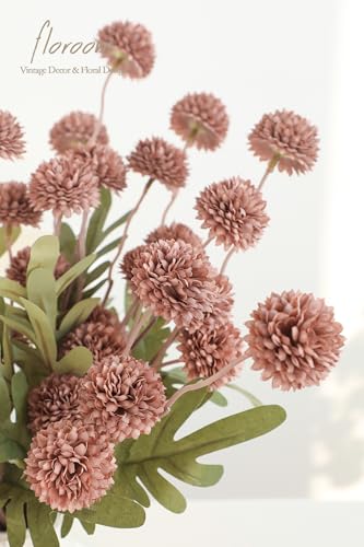 Floroom 5pcs Dusty Rose Faux Silk Mums Artificial Flowers, Bulk Fake Small Mini Chrysanthemums with Stems for DIY Wedding Centerpieces Floral Arrangements Vase Fillers Home Decorations - color: Dusty Rose, size: 5pcs