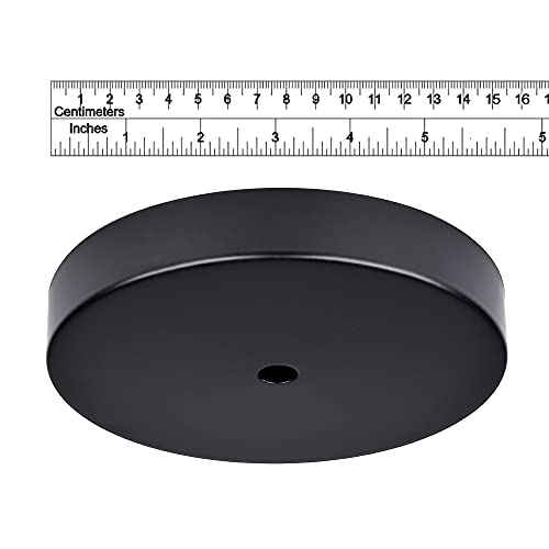 Arturesthome Industrial 5.9" Black Ceiling Canopy Kit,Single Hole Extra Depth and Width Ceiling Plate for Pendant Light or Chandelier - color: Black, size: 5.9 Inch