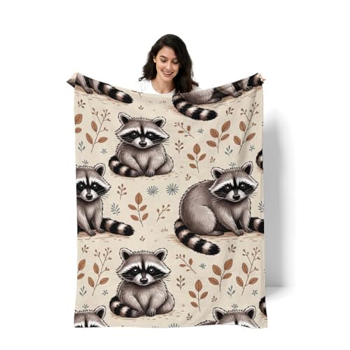 Raccoon Pattern Blanket, Cute Animal Flannel Throw Blanket for Couch Bed Or Chair, Luxury Lightweight Comfy Blankets Home Decor Gift(1)(2)(3)(4) 40x50in(100 * 125cm) - color: Style-3, size: 40x50in(100*125cm)