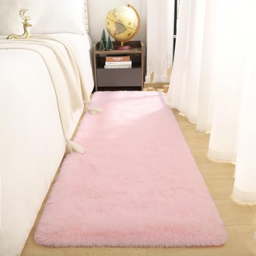 Pink Runner Rug 2x6 Fluffy Girls Bedroom Rugs for Kids Room, Long Runner Rug for Hallyway Entryway Kitchen Bedside Non Slip Soft Carpet for College Dorm Floor Mat - color: Pink, size: 2 x 6 feet