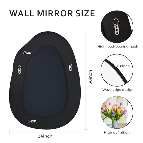 Tanmicoshomy Irregular Wall Mirror 24x36 Inch | Tempered Glass, For Bathroom Living Room Bedroom - color: Black B, size: 36"L x 24"W
