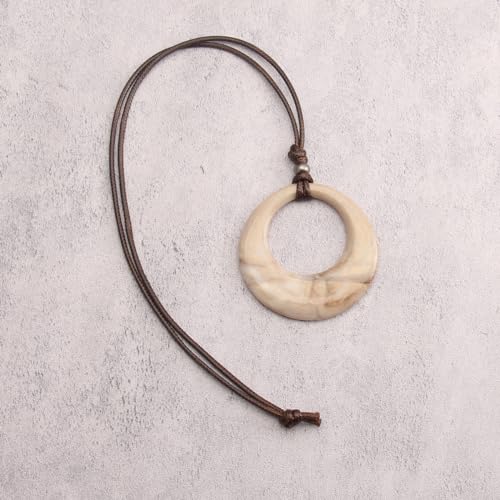 Leather Necklace for Women Long Boho Pendant Hippie Choker Necklace Bohemian Layered Leather Rope Wooden Jewelry Gifts - style: Large Pendant Necklace