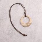 Leather Necklace for Women Long Boho Pendant Hippie Choker Necklace Bohemian Layered Leather Rope Wooden Jewelry Gifts - style: Large Pendant Necklace