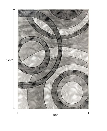 GLORY RUGS Area Rug Modern 8x10 Grey Black Circles Geometry Soft Hand Carved Contemporary Floor Carpet Fluffy Texture for Indoor Living Dining Room and Bedroom Area - color: Grey Black, size: 8' x 10' (Rectangular)